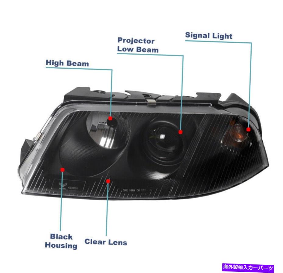 USヘッドライト 2001~2005 Volkswagen VW PassatプロジェクターブラックヘッドライトランプW / LED DRLキット For 2001-2005 Volkswagen VW Passat Projector Black Headlights Lamp w/LED DRL Kit