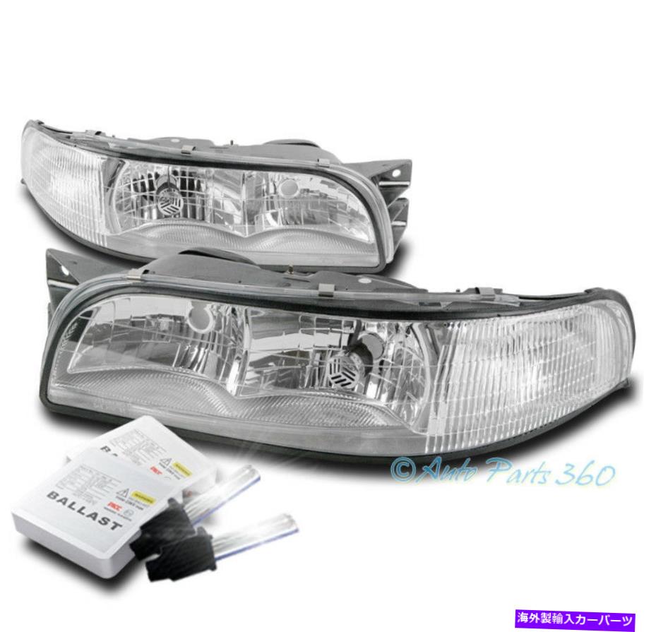 USヘッドライト 97-99ビュイックレスアーブルクリスタルスタイルクロムヘッドライト+コーナーランプW / 8K HIDキット FOR 97-99 BUICK LESABRE CRYSTAL STYLE CHROME HEADLIGHTS+CORNER LAMP W/8K HID KIT