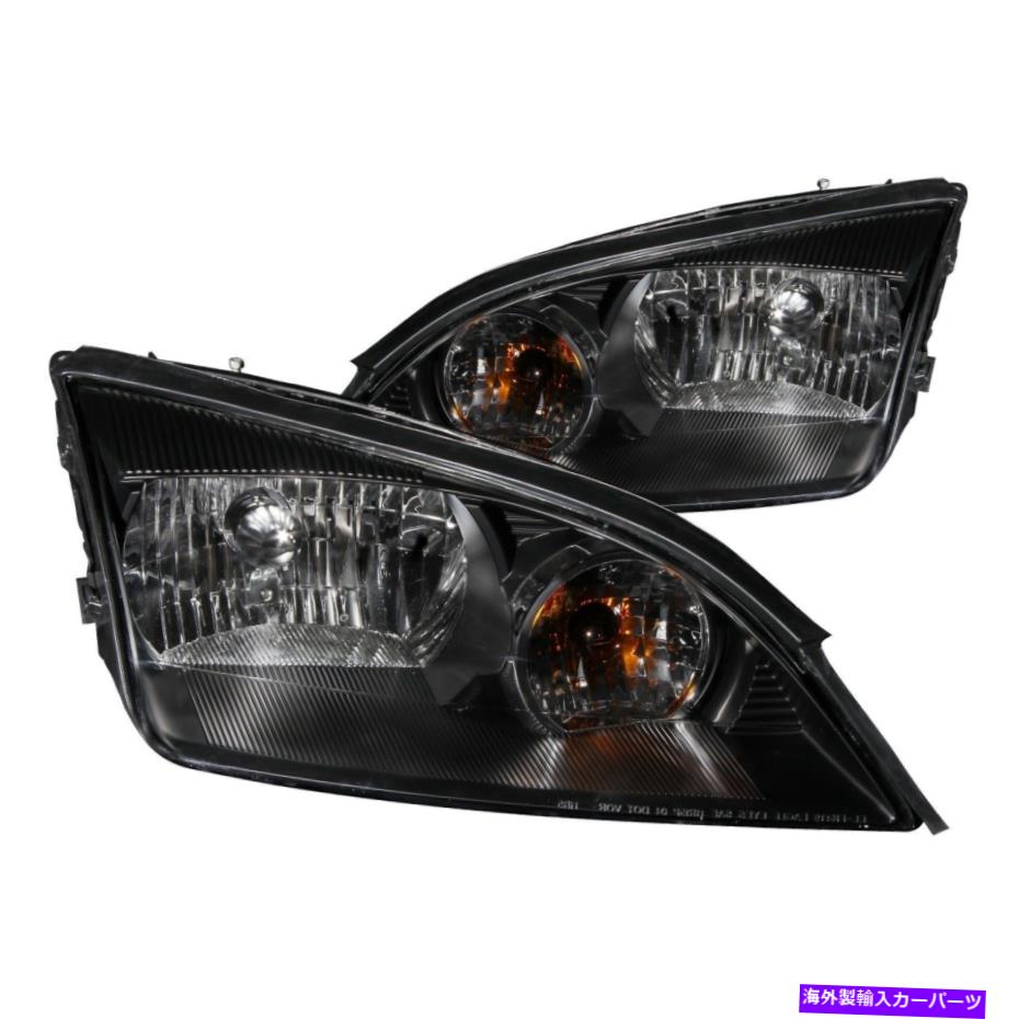 USヘッドライト Anzo 121229黒クリアレンズハロゲンクリスタルヘッドライト05-07フォーカスZX4 4DR Anzo 121229 Black Clear Lens Halogen Crystal Headlights for 05-07 Focus ZX4 4DR
