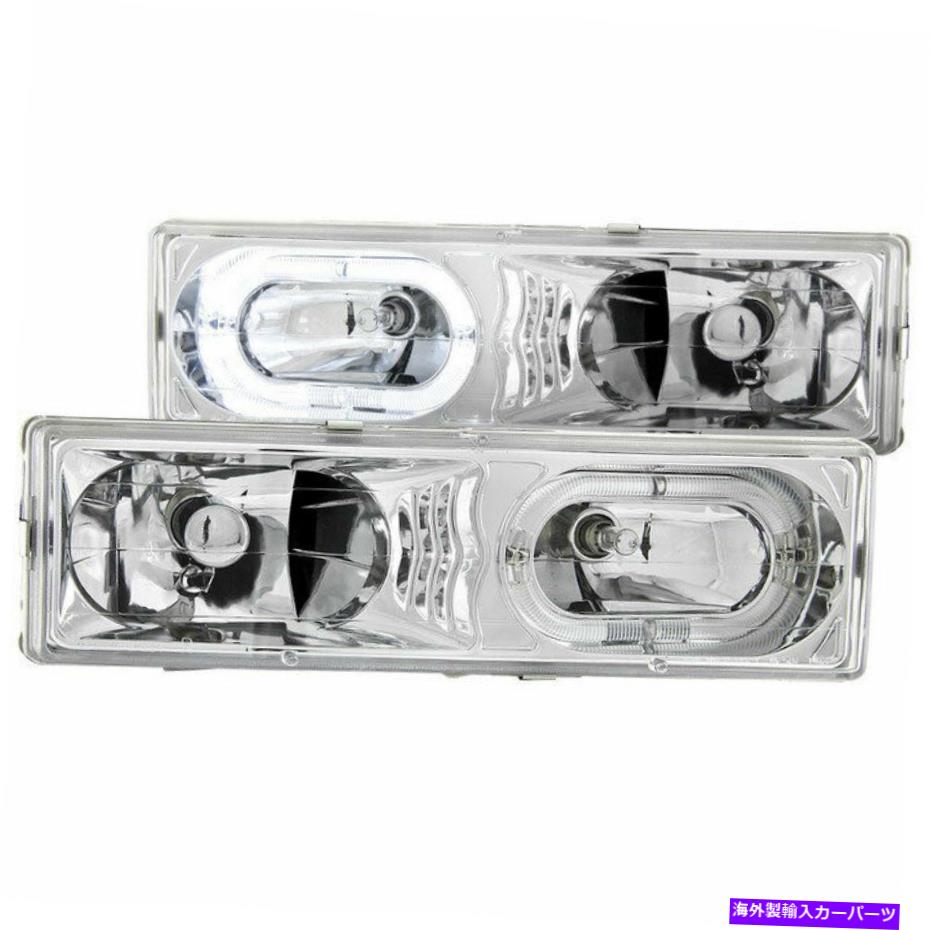 USヘッドライト ヘッドライトアセンブリ - ハロークリスタルレンズクロム左、右アナゾ111006 Headlight Assembly-with Halo Crystal Lens Chrome Left,Right Anzo 111006