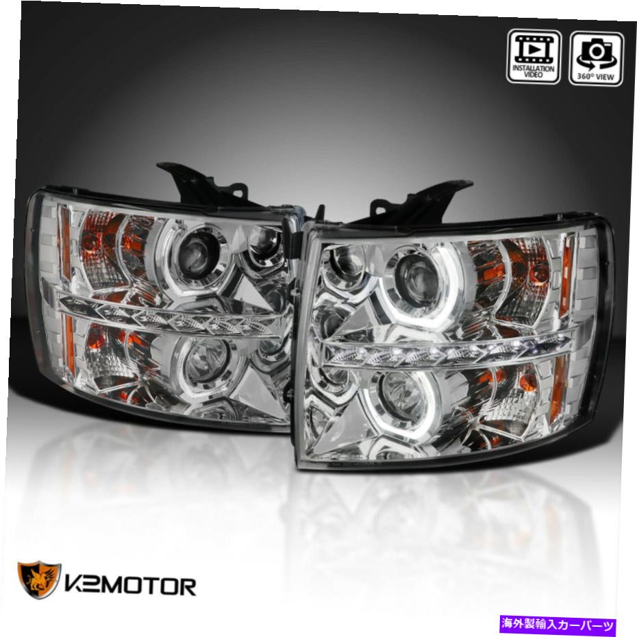 USヘッドライト 2007-2013 Silverado 1500 2500 3500 LED HaloプロジェクターヘッドライトL + R 07-14 For 2007-2013 Silverado 1500 2500 3500 LED Halo Projector Headlights L+R 07-14