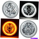 USヘッドライト 7 "クリスタルスイッチバックホワイトLEDハローエンジェルアイアンバーターン信号ヘッドライトペア 7" Crystal Switchback White LED Halo Angel Eye Amber Turn Signal Headlights Pair