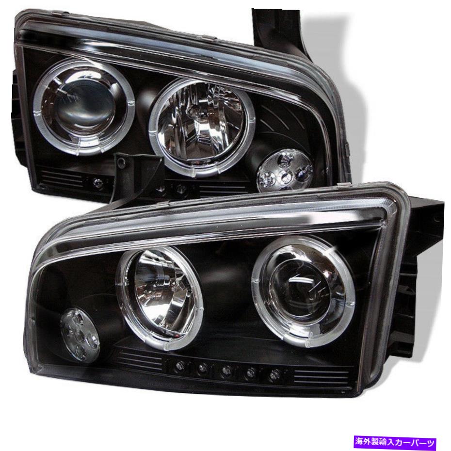 USヘッドライト フィット06-10充電器ブラックHalo LEDプロジェクターヘッドライトRT SEX SRT-8デイトナ Fit 06-10 Charger Black Halo LED Projector Headlights RT SE SXT SRT-8 Daytona