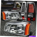 USヘッドライト クロムクリスタルヘッドライト+コーナー+ブラックLEDテールライト03-07シーバーシルバード CHROME CRYSTAL HEADLIGHT+CORNER+BLACK LED TAIL LIGHT FOR 03-07 CHEVY SILVERADO