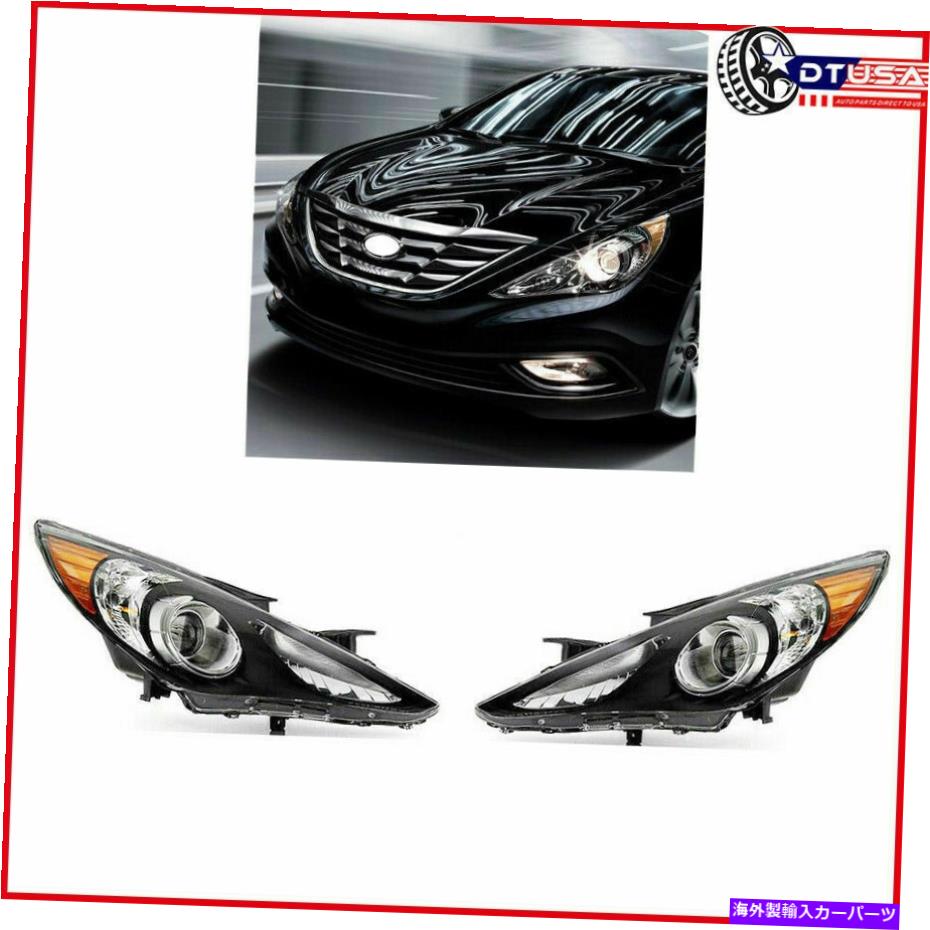 USヘッドライト HYUNDAI SONATA 8 11-14ハロゲンW / O電球のための2xヘッドライトブラックベゼル琥珀色 2x Headlight Black Bezel Amber Side for HYUNDAI SONATA 8 11-14 HALOGEN w/o Bulbs