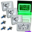 USヘッドライト 4x6グリーンSMD LEDハローエンジェルアイヘッドライトヘッドランプハロゲン電球セット4 4X6 Green SMD LED Halo Angel Eye Headlight Headlamp Halogen Light Bulbs Set of 4