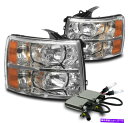 USヘッドライト 2007-2013 Chevy Silveradoピックアップクローム/アンバークリスタルヘッドライトランプW / 6000K HID 2007-2013 CHEVY SILVERADO PICKUP CHROME/AMBER CRYSTAL HEADLIGHT LAMP W/6000K HID