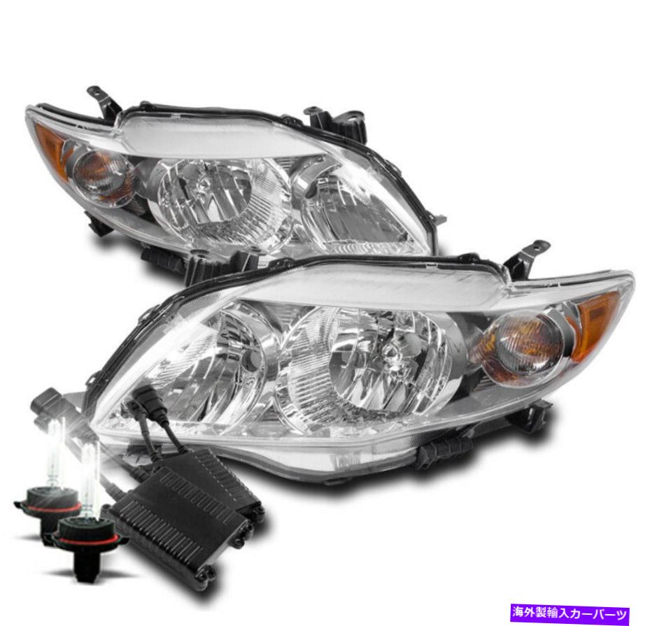 USヘッドライト 2009-2010トヨタカローラCEルXLEクロムヘッドライトヘッドランプW / 50W 6000K HID For 2009-2010 Toyota Corolla CE LE XLE Chrome Headlight Headlamp w/50W 6000K HID