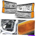 USヘッドライト クローム/アンバー（LED DRL J-Halo）ヘッドライトバンパー信号ランプSilverado Chrome/Amber (LED DRL J-HALO) Headlight Bumper Signal Lamps for 03-07 Silverado