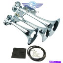 horns 12V / 24Vクローム列車ホーン152dbトラックトリプル大型巨大超大音響 12V/24V Chrome Train Horn 152DB Truck triple Large HUGE SUPER LOUD Sound(2)