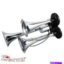 horns 新しい影響150dB 3トリプルトランペットの深い大きな列車の音の空気ホーンキットクロム NEW IMPACT 150DB 3 TRIPLE TRUMPET DEEP LOUD TRAIN SOUND AIR HORN KIT CHROME