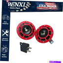 horns 2ピース赤スーパーラウドグリルマウントコンパクト電気ブラストトーンホーンキット12V 2PC RED SUPER LOUD GRILLE MOUNT COMPACT ELECTRIC BLAST TONE HORN KIT FOR 12V