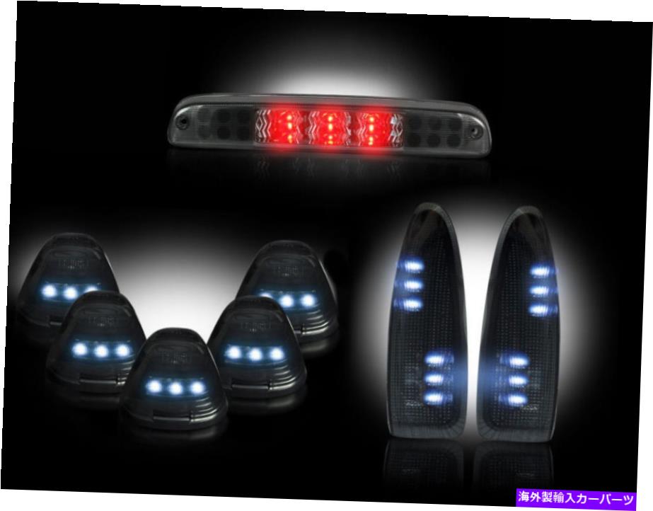 USテールライト 2003-07フォードスーパーダッチトラックサイドミラー、キャブ、テールライトスモークWホワイトLED 2003-07 Ford SuperDuty Truck Side Mirror, Cab, & Tail Lights Smoked w White LEDs