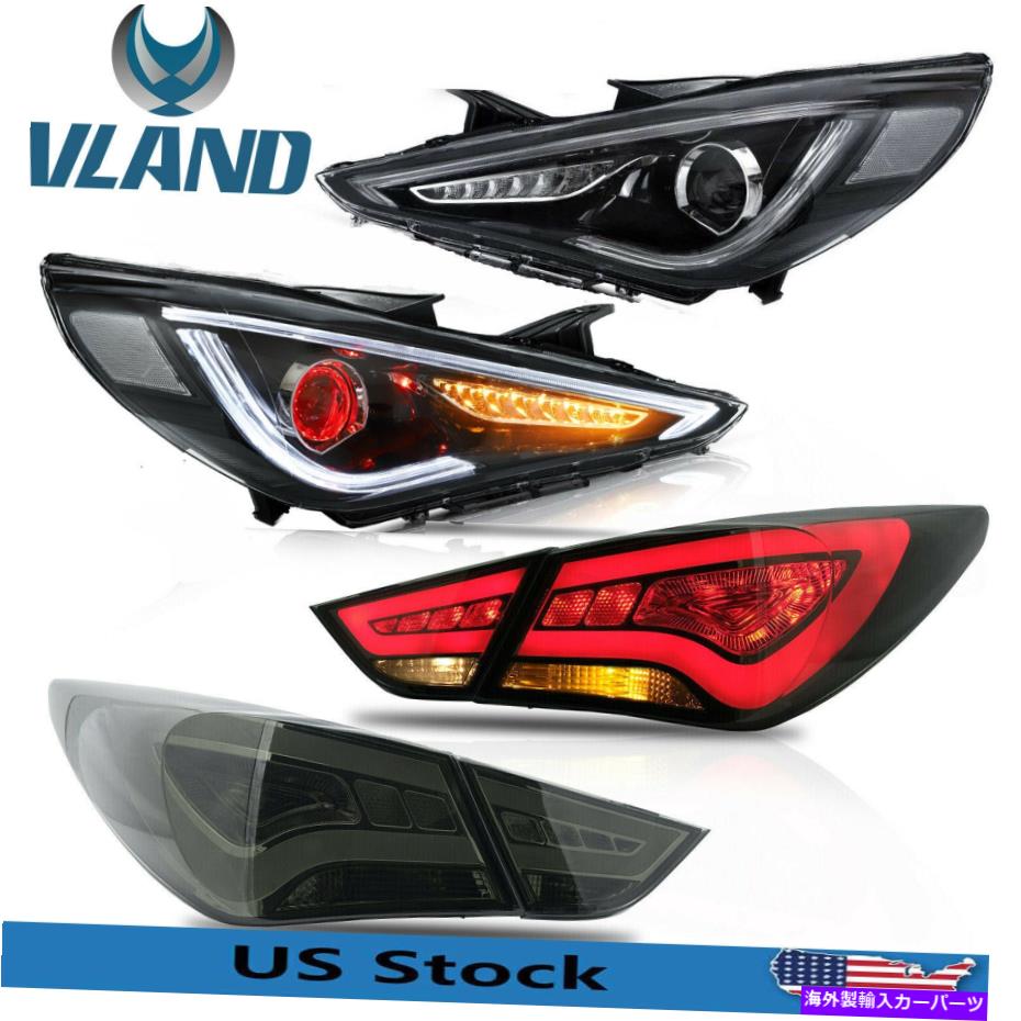 USテールライト Hyundai Sonata 2011-2014プロジェクターのための2つのセットアウディスタイルLEDヘッドライト+テールライト 2Set Audi Style LED Headlights+Taillights For Hyundai Sonata 2011-2014 Projector