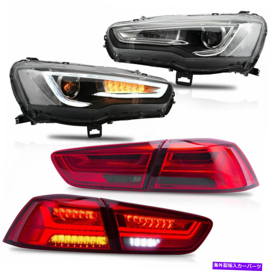 USơ饤 ޥ줿ץ졼åΥإåɥ饤+֤⡼ơ饤Ȥ2008-2017 Lancer Customized SPRAY LACQUER Headlights+RED SMOKED Taillights for 2008-2017 Lancer