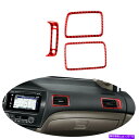 内装パーツ ホンダシビッククーペ2013-15のための3xRedカーボンファイバーコピーエアベントステッカートリム 3xRed Carbon Fiber Cop...