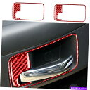 内装パーツ Dodge Challenger 2008-14のための赤の炭素繊維のドアのハンドルのインテリアステッカーのトリム Red Carbon Fiber...