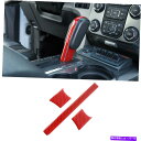 内装パーツ フォードF-150 2009-2014レッドカーボンファイバーのためのギアシフトノブトリムステッカーインテリア Gear Shift Knob Tr...