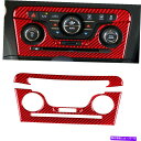 内装パーツ Dodge Charger 2011-14用4ピースレッドカーボンファイバーセンターコンソールAC CDパネルカバー 4Pcs Red Carbon...