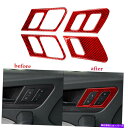 内装パーツ 4PC Audi Q5 2018-21赤カーボンファイバー室内ドアハンドルフレームトリムタイプB 4pc For Audi Q5 2018-21 r...