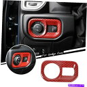 内装パーツ Dodge RAM 1500 2018+ヘッドライトスイッチボタンカバートリムフレームレッドカーボン For Dodge Ram 1500 2018...