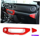 内装パーツ ジープラングラーJL JLUのためのJEEP 2018+のための赤い車のエアコンパネルのテンプカバー Red Car Air Conditioner...