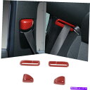内装パーツ Dodge Challenger 11+レッドカーボンファイバーのための座席安全ベルトバックルトリムキットカバー Seat Safety Belt ...