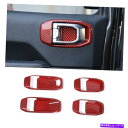 内装パーツ ジープラングラーJL JT 2018 + 4ドアレッドカーボンのためのインナードアハンドルボウルカバートリム Inner Door Handle B...