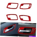 内装パーツ Dodge Charger 2011-2014のための4個の赤い炭素繊維のドアハンドルボウルの枠カバー 4Pcs Red Carbon Fiber ...