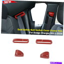 内装パーツ 座席安全ベルトスイッチカバーフレームトリム11 +赤炭素繊維 Seat Safety Belt Switch Cover Frame Trim fo...