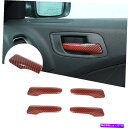 内装パーツ ダッジチャージャー2011+レッドカーボンファイバーのための室内ドアハンドルの装飾カバートリム Interior Door Handle Decor...