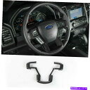内装パーツ 15-21フォードF150成形カーボンファイバーステアリングホイールベゼルトリムカバー For 15-21 Ford F150 Molded Car...