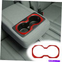 内装パーツ Dodge Ram 1500 2018+実レッドカーボンのための後部肘掛けカップホルダーフレームトリムリング Rear Armrest Cup Ho...