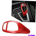 内装パーツ レッドカーボンファイバーギアシフトノブカバートリムフィットBMW 1 2 3 4 5 6シリーズX3 x 5 x 4 Red Carbon Fibe...