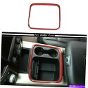内装パーツ Dodge RAM 1500 2015-17中央収納ボックスカバートリム装飾フレームレッドカーボン For Dodge RAM 1500 2015-...