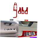 内装パーツ Audi A4 2005-2008用4ピースレッドカーボンファイバーウィンドウスイッチパネルカバートリム 4Pcs Red Carbon Fiber...