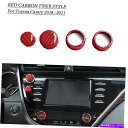 内装パーツ 4倍の赤い炭素繊維中央コンソールACスイッチボタントリム2021 4x Red Carbon Fiber Central Console AC Sw...