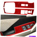 内装パーツ Civic Coupe 2013-15のための4xRedの炭素繊維の銃のリフトスイッチパネルのステッカーのトリム 4xRed Carbon Fibe...