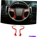 内装パーツ Chevy Silverado&GMC Sierra 2014-18のための赤い車のステアリングホイールカバーの装飾 Red Car Steerin...