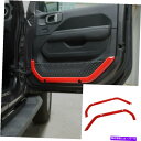 内装パーツ 2018+ Jeep Wrangler JL&JT 2DRのための2ピース赤い室内ドアネットポケットカバーのトリム 2PCS Red Interior Door Net Pocket Cover Trim For 2018+ Jeep Wrangler JL & JT 2Dr(2)