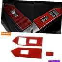 内装パーツ フォードマスタング2009-13赤いカーボンのための3倍のドアの窓の上昇のスイッチパネルのカバーのトリム 3x Door Window Lift S...
