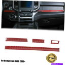内装パーツ Dodge Ram 1500 18+レッドカーボンファイバーのための4xセンターコンソールパネルのトリム装飾ストリップ 4x Center Cons...