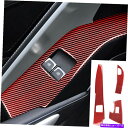 内装パーツ CORVETTE C7 2014-19 3PCSレッドカーボンファイバーウィンドウスイッチパネルインテリアトリム For Corvette C7 2...