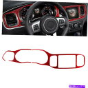 内装パーツ Dodge Charger 2011-14レッドカーボンファイバー内部機器クラスターパネルカバー For Dodge Charger 2011-14...