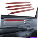 内装パーツ ドッジRAM 1500 2018+レッドカーボンファイバーのための室内ドアの装飾ストリップのトリム Interior Door Decoration...