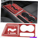 内装パーツ Dodge Challenger 08-14 Bのための4xRedカーボンファイバーギアシフトカップホルダーの装飾トリム 4xRed Carbon ...