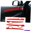 内装パーツ 2011-2020ジープグランドチェロキーのための赤い車のドアハンドルカバーキットABSトリム Red Car Door Handle Cover ...