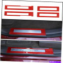 内装パーツ ドアシルガードカバートリムシルバード2014-18レッドカーボンファイバー Door Sill Guards Cover Trim Strips F...