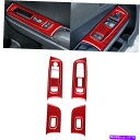 内装パーツ Dodge Charger 2011-14のための9個の赤い炭素繊維の窓の上昇スイッチのボタンカバー 9Pcs Red Carbon Fiber W...