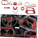 内装パーツ Dodge Challenger 2015-20のための13xレッドカーボン繊維のフルインテリアカバートリムセット 13X REDCarbon Fi...